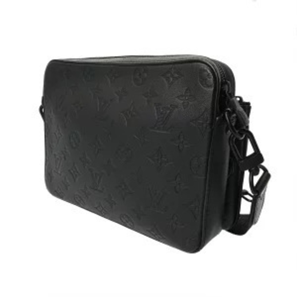 Louis Vuitton Monogram Messenger Leather Black Shadow Noir Bag Trio Black